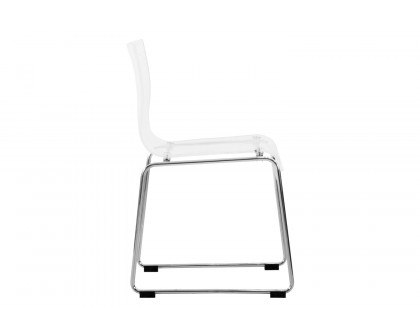 LeisureMod Lima Modern Acrylic Dining Chair with Chrome Base - Clear