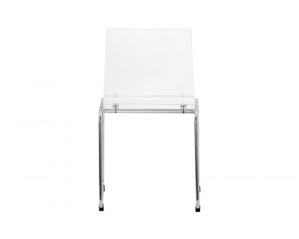 LeisureMod Lima Modern Acrylic Dining Chair with Chrome Base - Clear