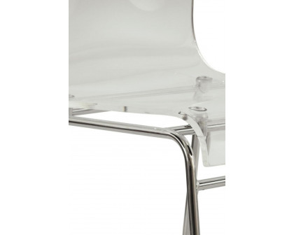 LeisureMod Lima Modern Acrylic Dining Chair with Chrome Base - Clear