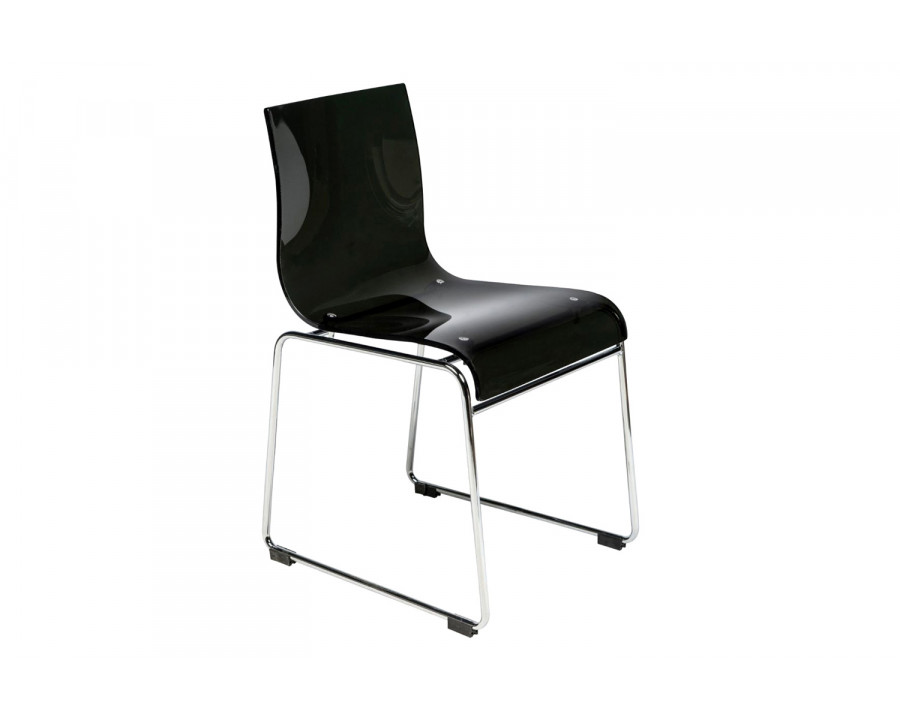 LeisureMod Lima Modern Acrylic Dining Chair with Chrome Base - Black