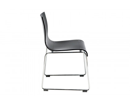 LeisureMod Lima Modern Acrylic Dining Chair with Chrome Base - Black