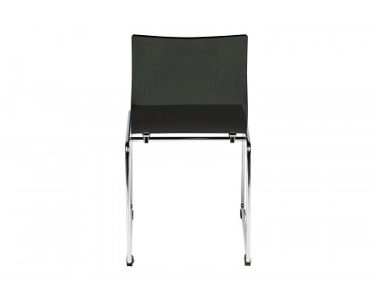 LeisureMod Lima Modern Acrylic Dining Chair with Chrome Base - Black