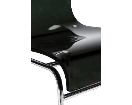 LeisureMod Lima Modern Acrylic Dining Chair with Chrome Base - Black