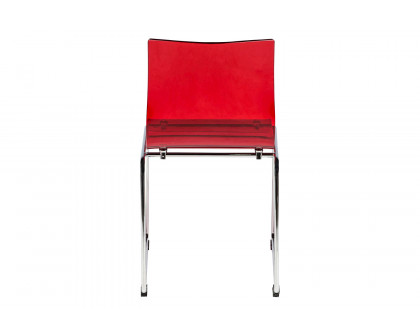 LeisureMod Lima Modern Acrylic Dining Chair with Chrome Base - Red