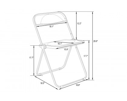 LeisureMod Lawrence Acrylic Folding Chair with Chrome Metal Frame - Amber