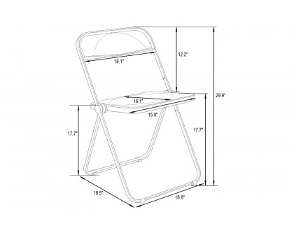 LeisureMod Lawrence Acrylic Folding Chair with Chrome Metal Frame - Amber