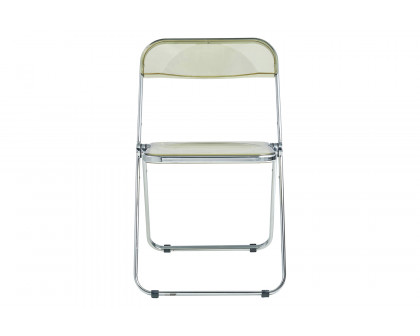 LeisureMod Lawrence Acrylic Folding Chair with Chrome Metal Frame - Amber