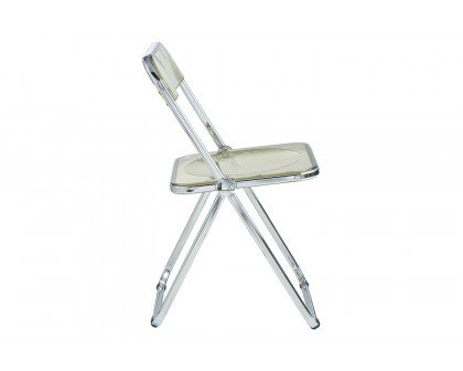 LeisureMod Lawrence Acrylic Folding Chair with Chrome Metal Frame - Amber