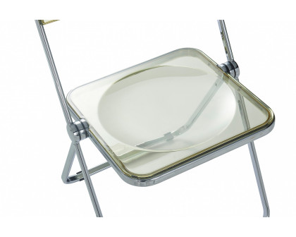 LeisureMod Lawrence Acrylic Folding Chair with Chrome Metal Frame - Amber