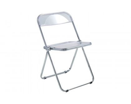 LeisureMod Lawrence Acrylic Folding Chair with Chrome Metal Frame