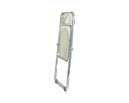 LeisureMod Lawrence Acrylic Folding Chair with Chrome Metal Frame - Clear