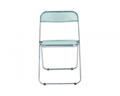 LeisureMod Lawrence Acrylic Folding Chair with Chrome Metal Frame - Jade/Green