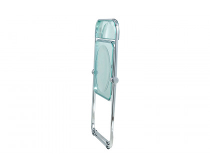 LeisureMod Lawrence Acrylic Folding Chair with Chrome Metal Frame - Jade/Green