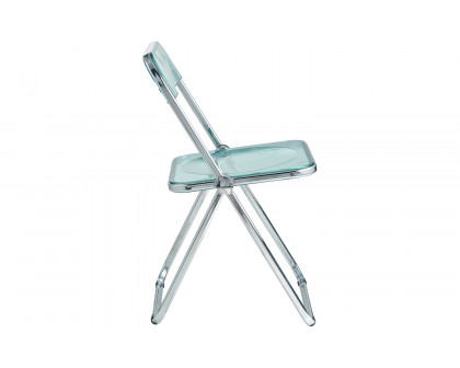 LeisureMod Lawrence Acrylic Folding Chair with Chrome Metal Frame - Jade/Green