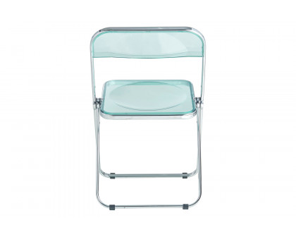 LeisureMod Lawrence Acrylic Folding Chair with Chrome Metal Frame - Jade/Green