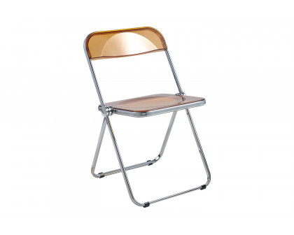 LeisureMod Lawrence Acrylic Folding Chair with Chrome Metal Frame