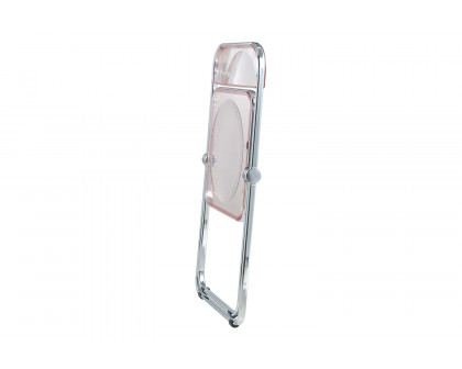 LeisureMod Lawrence Acrylic Folding Chair with Chrome Metal Frame - Rose/Pink