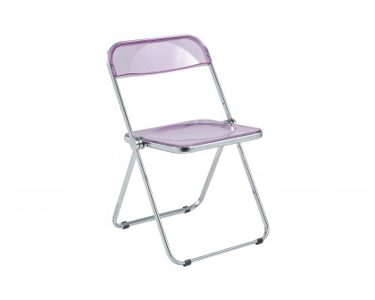 LeisureMod Lawrence Acrylic Folding Chair with Chrome Metal Frame