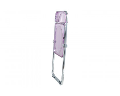 LeisureMod Lawrence Acrylic Folding Chair with Chrome Metal Frame - Magenta