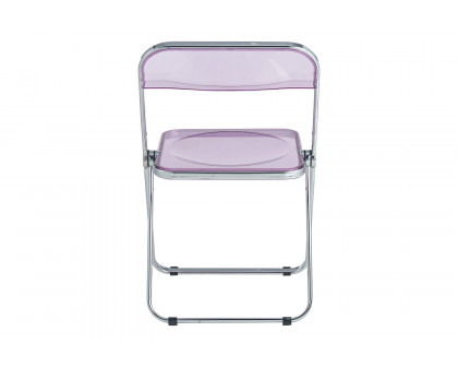 LeisureMod Lawrence Acrylic Folding Chair with Chrome Metal Frame - Magenta