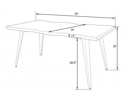 LeisureMod Lawrence 7-Piece Dining Set with Folding Acrylic Dining Chairs and Rectangular Wood Dining Table - Amber