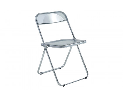 LeisureMod Lawrence Acrylic Folding Chair with Chrome Metal Frame