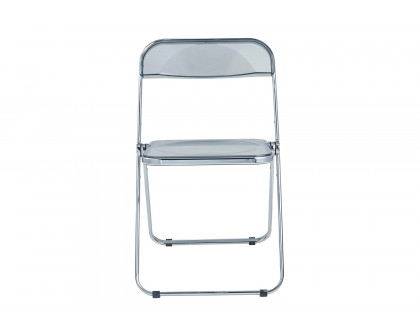 LeisureMod Lawrence Acrylic Folding Chair with Chrome Metal Frame - Transparent/Black