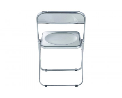 LeisureMod Lawrence Acrylic Folding Chair with Chrome Metal Frame - Transparent/Black