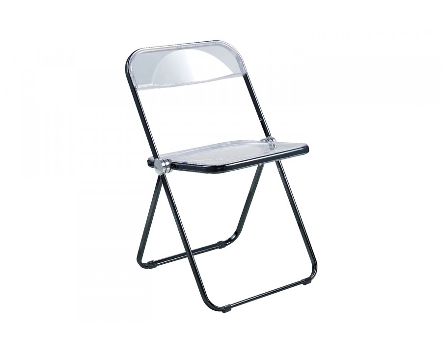 LeisureMod Lawrence Acrylic Folding Chair with Color Metal Frame - Black