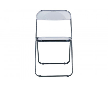 LeisureMod Lawrence Acrylic Folding Chair with Color Metal Frame - Black