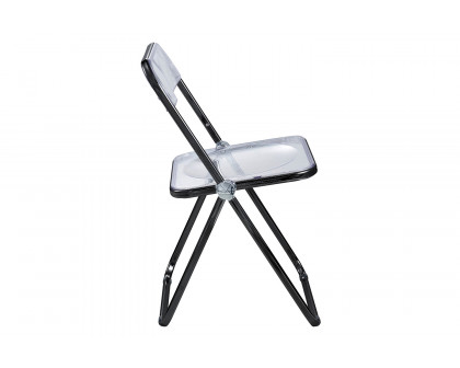 LeisureMod Lawrence Acrylic Folding Chair with Color Metal Frame - Black