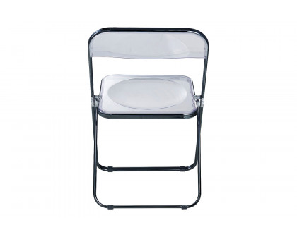 LeisureMod Lawrence Acrylic Folding Chair with Color Metal Frame - Black