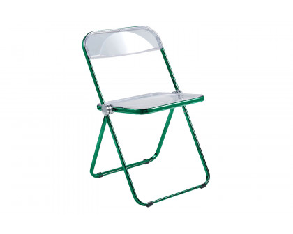 LeisureMod Lawrence Acrylic Folding Chair with Color Metal Frame