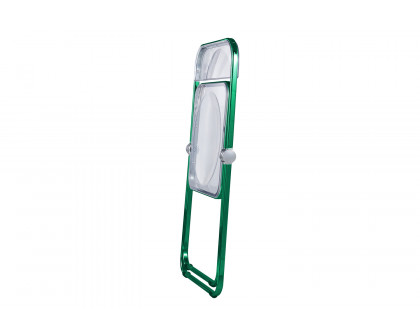 LeisureMod Lawrence Acrylic Folding Chair with Color Metal Frame - Green