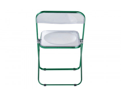 LeisureMod Lawrence Acrylic Folding Chair with Color Metal Frame - Green