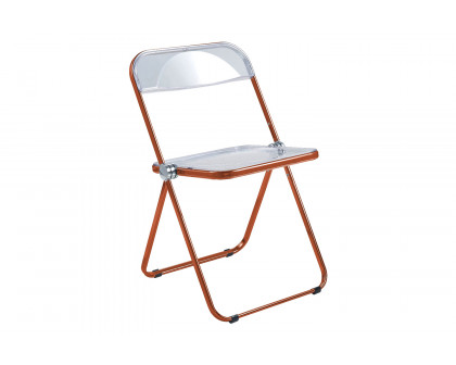 LeisureMod Lawrence Acrylic Folding Chair with Color Metal Frame