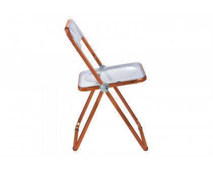 LeisureMod Lawrence Acrylic Folding Chair with Color Metal Frame - Orange