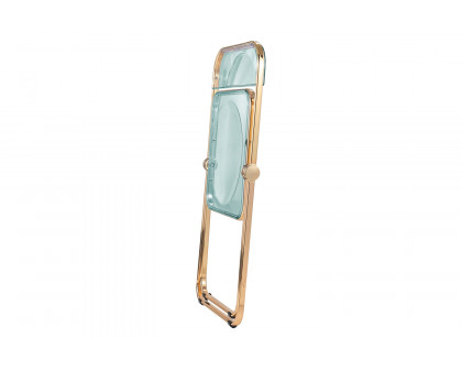 LeisureMod Lawrence Acrylic Folding Chair with Gold Metal Frame - Jade/Green