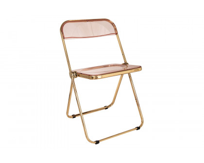 LeisureMod Lawrence Acrylic Folding Chair with Chrome Metal Frame