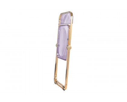 LeisureMod Lawrence Acrylic Folding Chair with Gold Metal Frame - Magenta