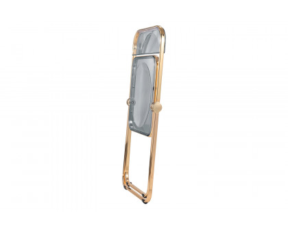 LeisureMod Lawrence Acrylic Folding Chair with Gold Metal Frame - Transparent/Black