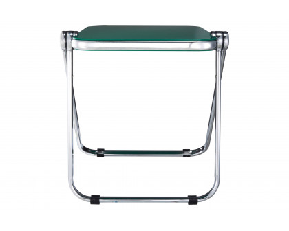 LeisureMod Lawrence Modern Rectangular Folding Side Table in Chrome Finish with Plastic Tabletop and Aluminum Frame - Green