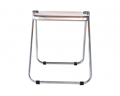 LeisureMod Lawrence Modern Rectangular Folding Side Table in Chrome Finish with Plastic Tabletop and Aluminum Frame - Orange