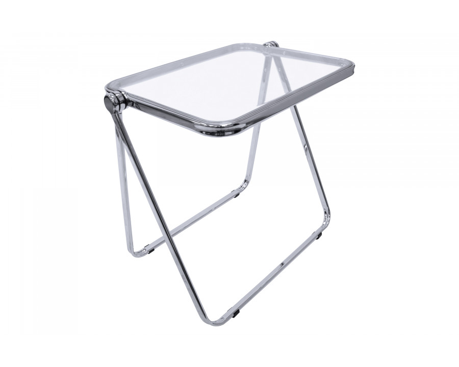 LeisureMod Lawrence Mid-Century Modern Square Folding End Table with Plastic Top and Iron Frame