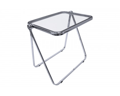 LeisureMod Lawrence Mid-Century Modern Square Folding End Table with Plastic Top and Iron Frame