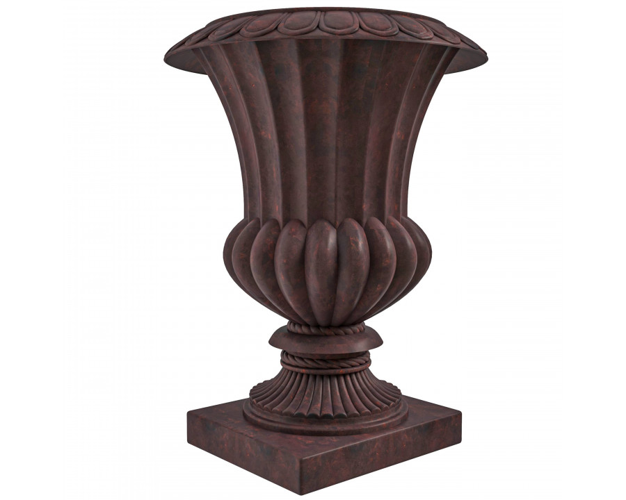 LeisureMod Lotus Modern Fiberstone and Clay Planter Pot - Brown