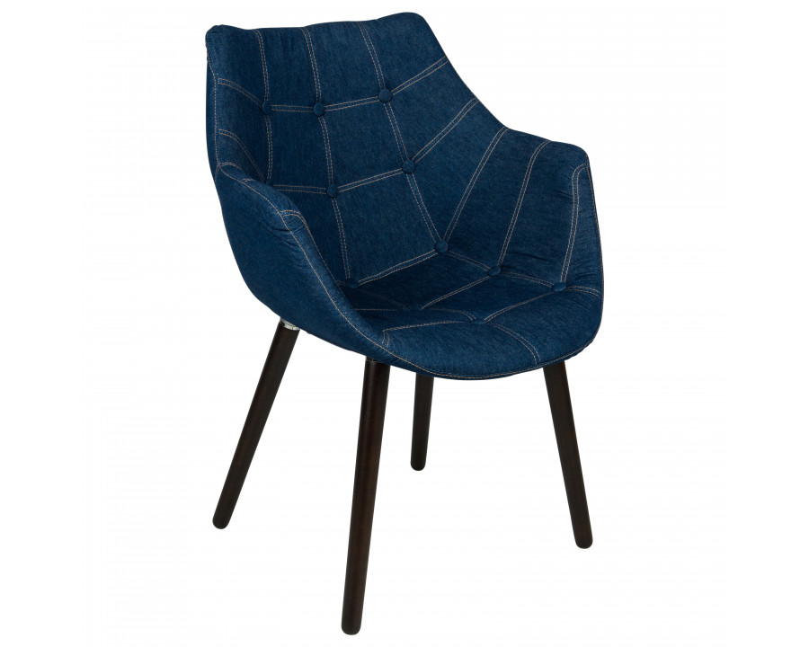 LeisureMod - Milburn Tufted Denim Lounge Chair