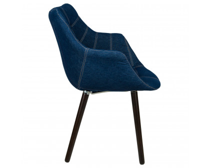 LeisureMod™ Milburn Tufted Denim Lounge Chair