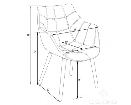 LeisureMod™ Milburn Tufted Denim Lounge Chair