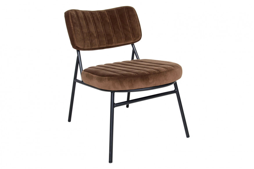 LeisureMod™ Marilane Velvet Accent Chair with Metal Frame - Coffee/Brown